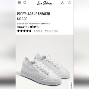 Sam Edelman Poppy White Leather Lace Up Sneakers Size US9